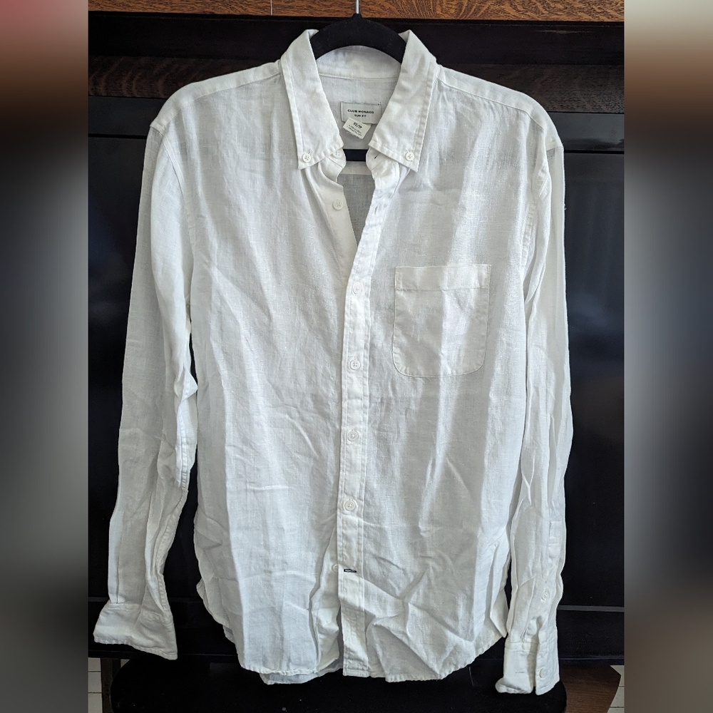 Club Monaco White Casual Button Down Shirt